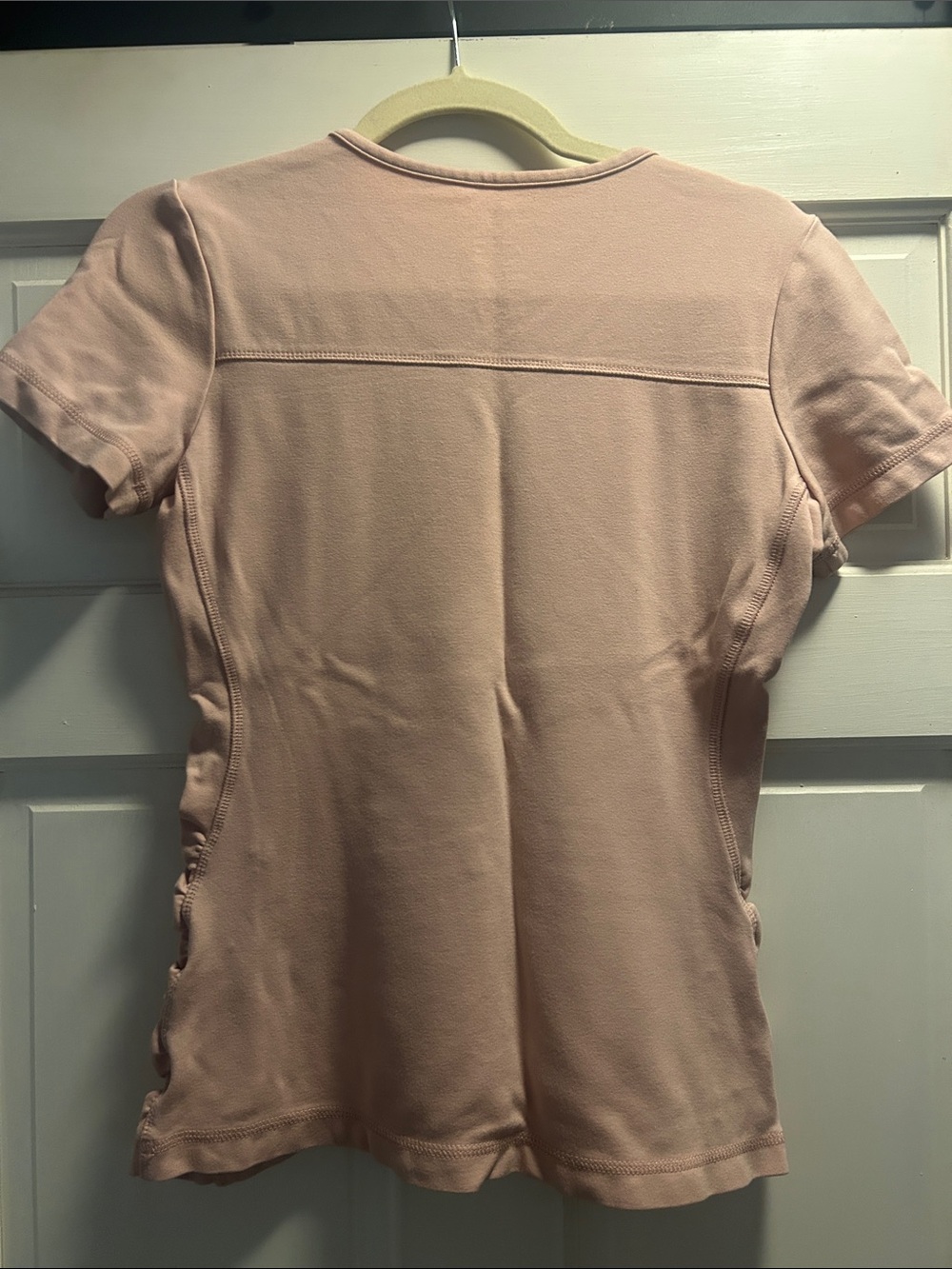 Jaanuu Pale Pink Short Sleeve Scrub Top with Side Ruching - Picture 3 of 3
